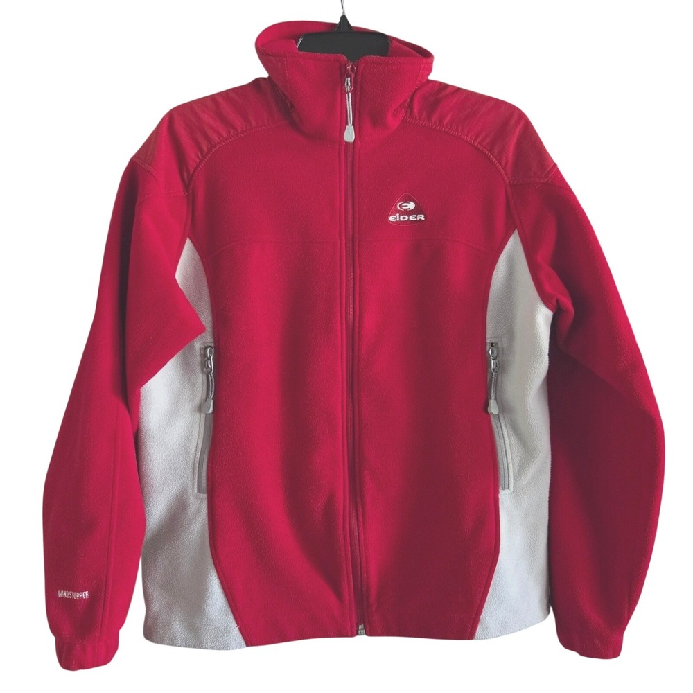 Eider Windstopper Fleece Jacket Women 40‎ Red White Full Zip Technical Gorpcore